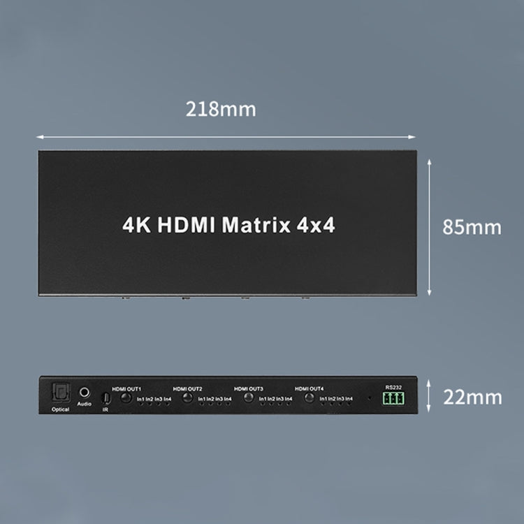 Measy MT4344 Matrice HDMI 4K 30Hz 4 entrées 4 sorties, prise en charge de la commutation transparente, prise américaine (noir)