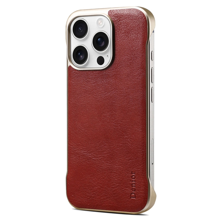 For iPhone 15 Pro Max Denior MagSafe Genuine Leather Calf Texture  Phone Case(Red)