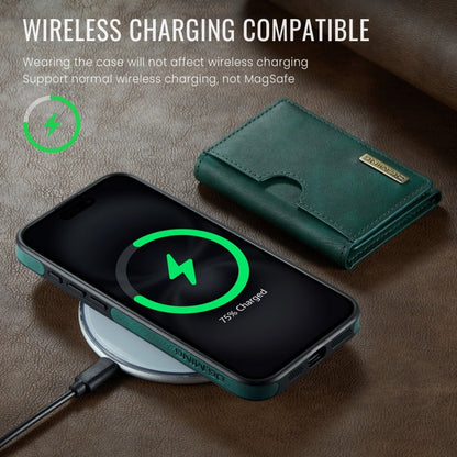 For iPhone 16 Pro Max DG.MING M6 Series RFID Tri-fold Card Bag Removable Leather Phone Case(Green)