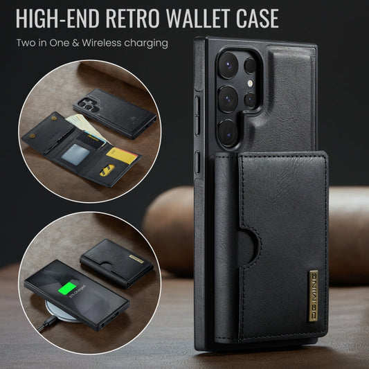 For Samsung Galaxy S24 Ultra 5G DG.MING M6 Series RFID Tri-fold Card Bag Removable Leather Phone Case(Black)