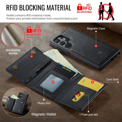 For Samsung Galaxy S24 Ultra 5G DG.MING M6 Series RFID Tri-fold Card Bag Removable Leather Phone Case(Black)