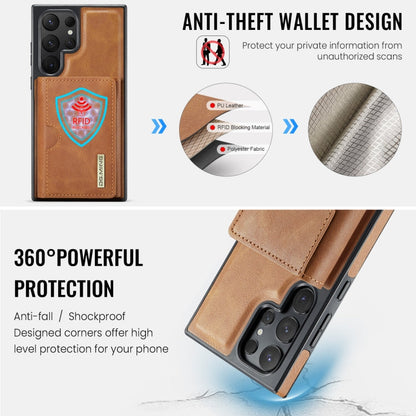For Samsung Galaxy S24 Ultra 5G DG.MING M6 Series RFID Tri-fold Card Bag Removable Leather Phone Case(Brown)