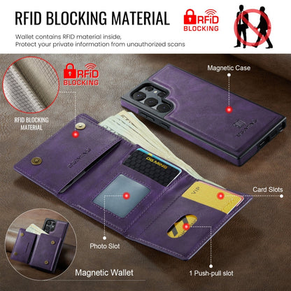 For Samsung Galaxy S24 Ultra 5G DG.MING M6 Series RFID Tri-fold Card Bag Removable Leather Phone Case(Purple)