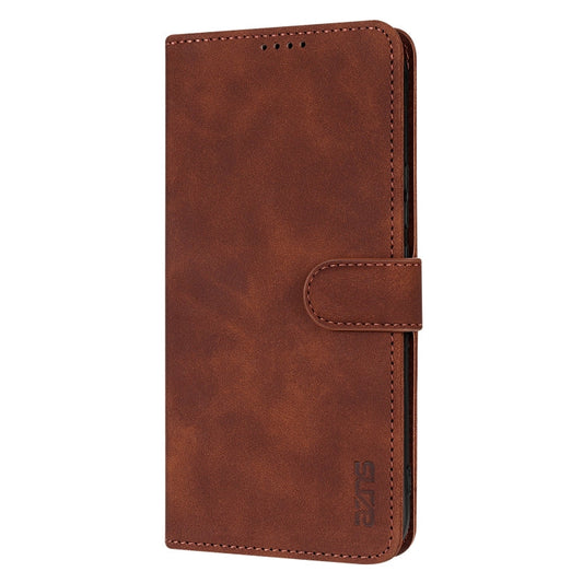 For Samsung Galaxy S25 5G AZNS Skin Feel Calf Texture Flip Leather Phone Case(Brown)