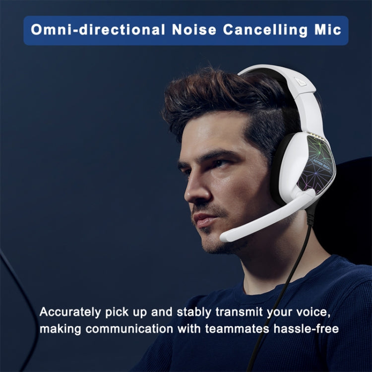 KOTION EACH G6000 On-Ear Gaming Headset with Mic, Length: About 2.1m(Black White)