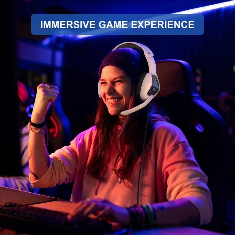 KOTION EACH G6000 On-Ear Gaming Headset with Mic, Length: About 2.1m(Black White)