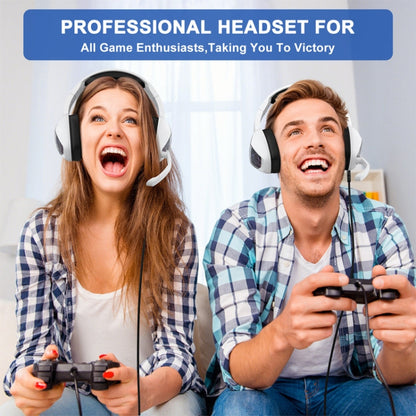 KOTION EACH G6000 On-Ear Gaming Headset with Mic, Length: About 2.1m(Black White)