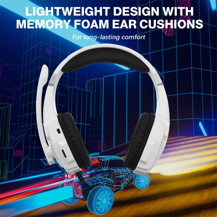 Casque de gaming supra-auriculaire KOTION EACH G9000 Pro avec micro, longueur du câble : environ 2,1 m (noir et blanc)