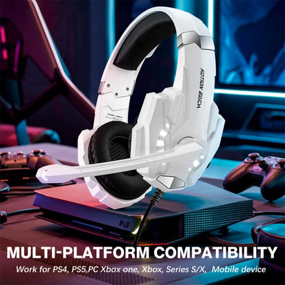 Casque de gaming supra-auriculaire KOTION EACH G9000 Pro avec micro, longueur du câble : environ 2,1 m (noir et blanc)