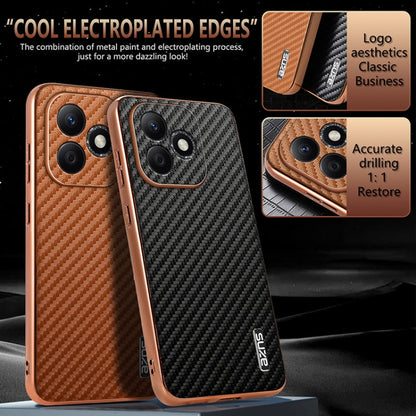 For Honor X60i AZNS Electroplated Edge Carbon Fiber Texture Phone Case(Black)