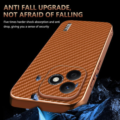 For Honor X60i AZNS Electroplated Edge Carbon Fiber Texture Phone Case(Black)