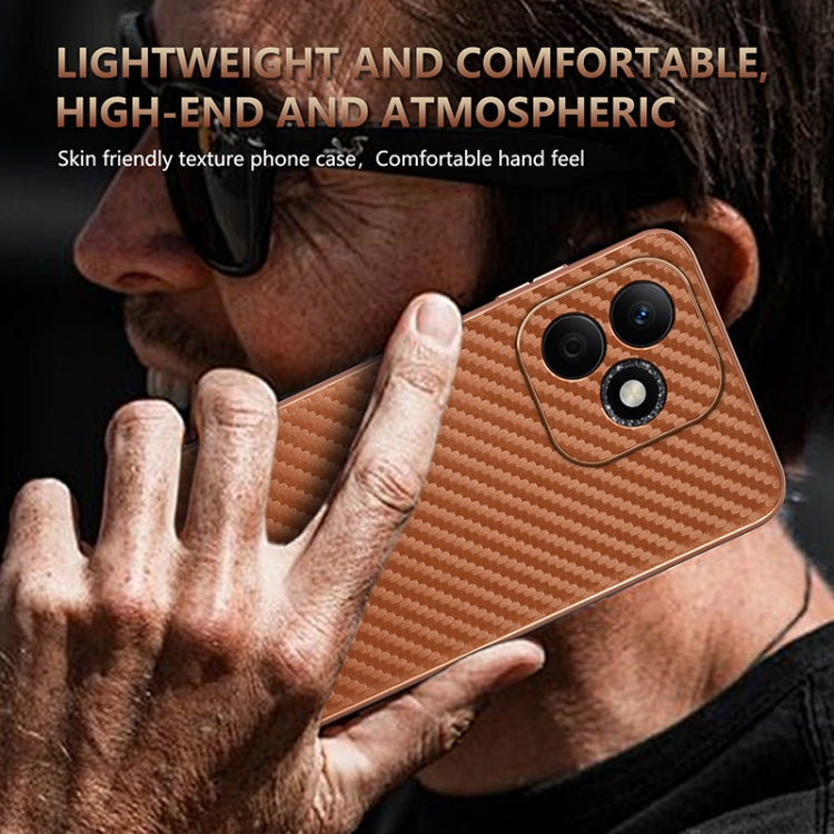 For Honor X60i AZNS Electroplated Edge Carbon Fiber Texture Phone Case(Black)