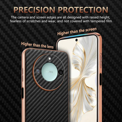 For Honor X60 AZNS Electroplated Edge Carbon Fiber Texture Phone Case(Black)
