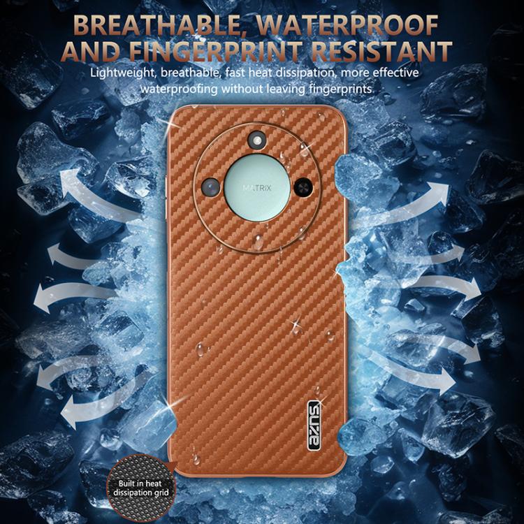 For Honor X60 AZNS Electroplated Edge Carbon Fiber Texture Phone Case(Black)