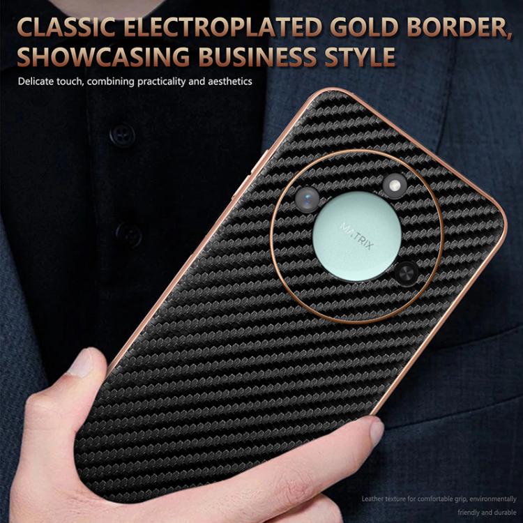 For Honor X60 AZNS Electroplated Edge Carbon Fiber Texture Phone Case(Black)