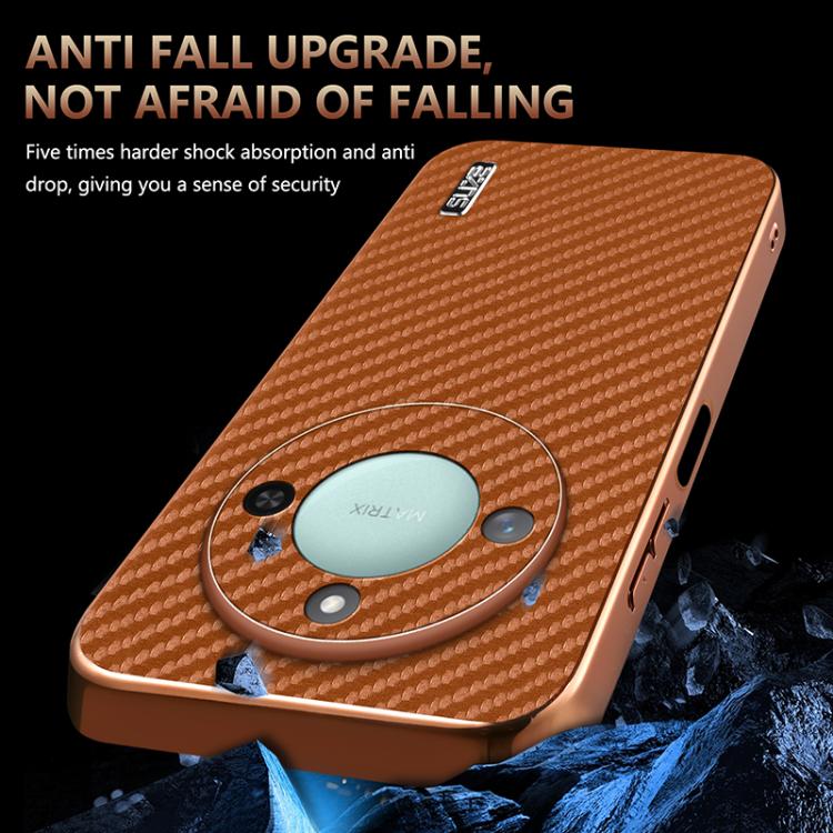 For Honor X60 AZNS Electroplated Edge Carbon Fiber Texture Phone Case(Blue)