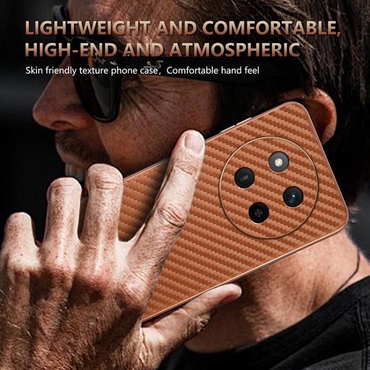 For Honor X60 Pro AZNS Electroplated Edge Carbon Fiber Texture Phone Case(Brown)