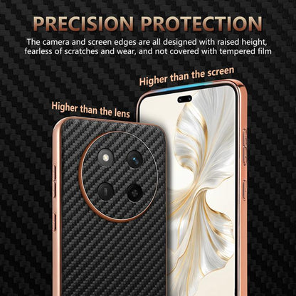 For Honor X60 Pro AZNS Electroplated Edge Carbon Fiber Texture Phone Case(Blue)