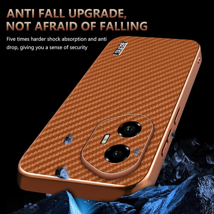 For Honor 300 AZNS Electroplated Edge Carbon Fiber Texture Phone Case(Blue)
