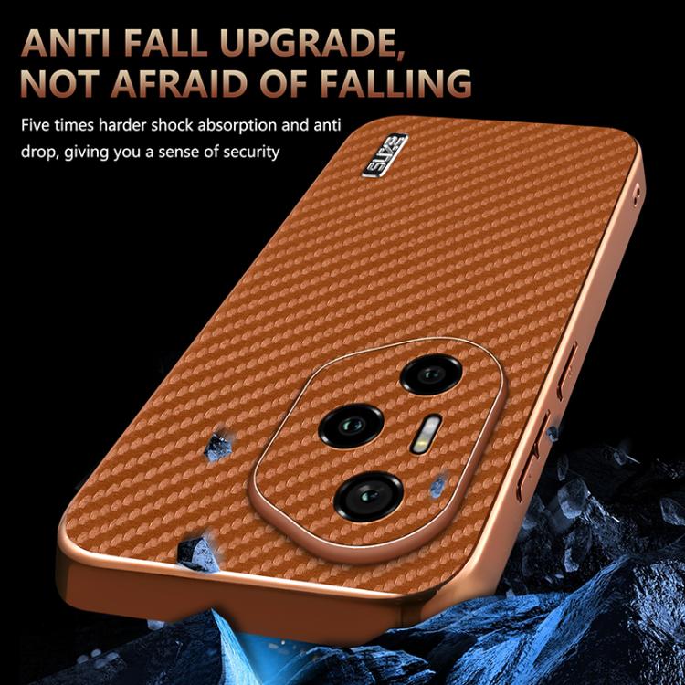 For Honor 300 Pro AZNS Electroplated Edge Carbon Fiber Texture Phone Case(Black)