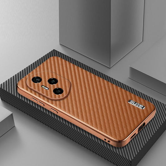 For Honor 300 Pro AZNS Electroplated Edge Carbon Fiber Texture Phone Case(Brown)