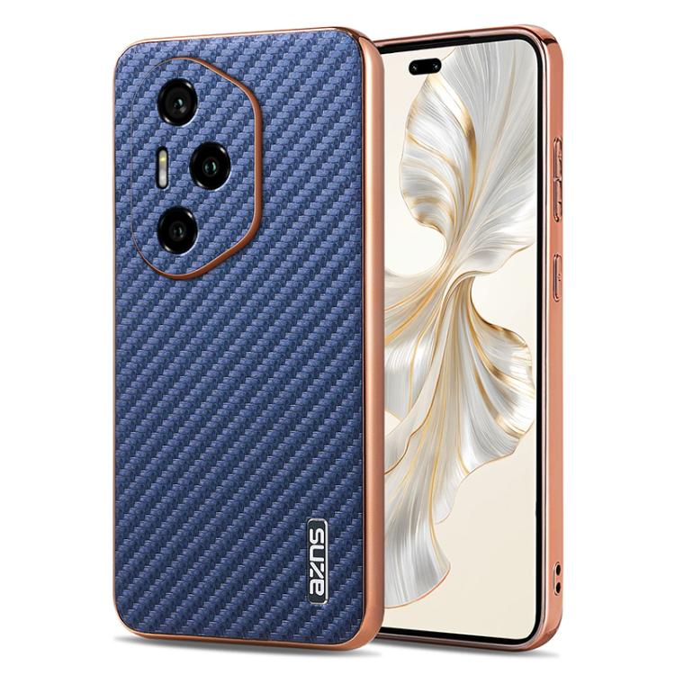 For Honor 300 Pro AZNS Electroplated Edge Carbon Fiber Texture Phone Case(Blue)