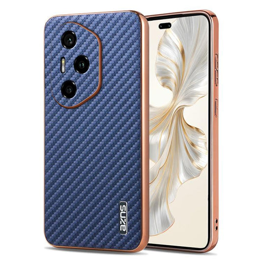 For Honor 300 Pro AZNS Electroplated Edge Carbon Fiber Texture Phone Case(Blue)