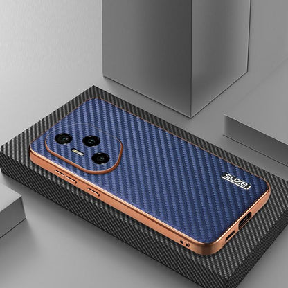 For Honor 300 Pro AZNS Electroplated Edge Carbon Fiber Texture Phone Case(Blue)