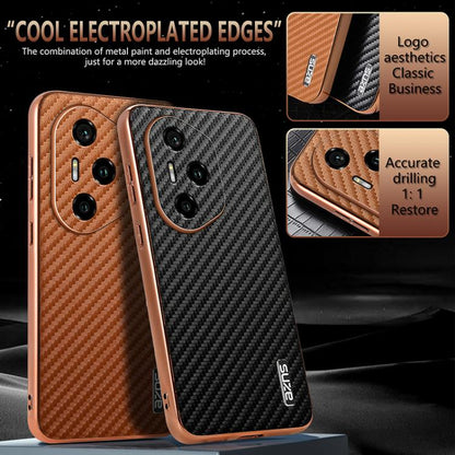 For Honor 300 Pro AZNS Electroplated Edge Carbon Fiber Texture Phone Case(Blue)
