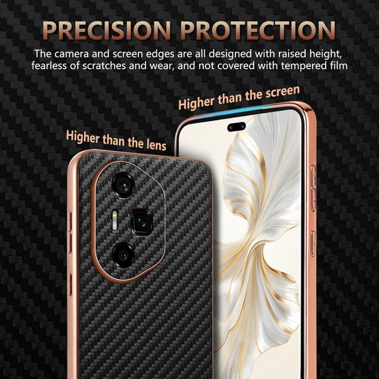 For Honor 300 Ultra AZNS Electroplated Edge Carbon Fiber Texture Phone Case(Blue)