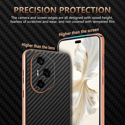 For Honor 300 Ultra AZNS Electroplated Edge Carbon Fiber Texture Phone Case(Green)