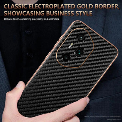 For Honor 300 Ultra AZNS Electroplated Edge Carbon Fiber Texture Phone Case(Green)