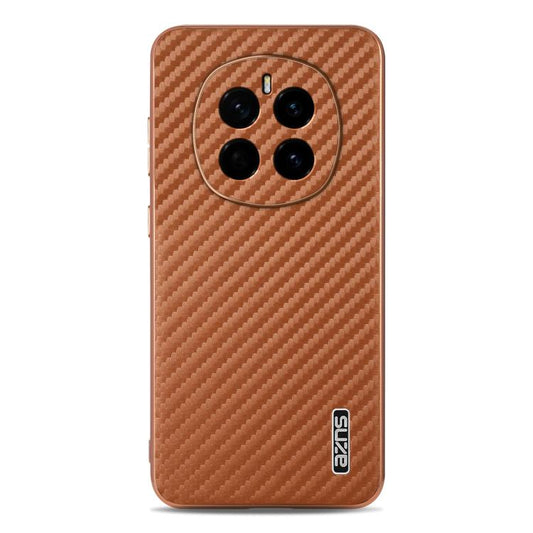 For Honor Magic7 AZNS Electroplated Edge Carbon Fiber Texture Phone Case(Brown)