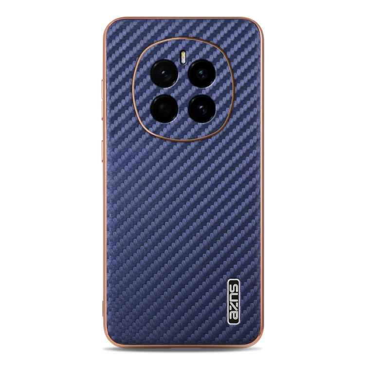 Pour Honor Magic7 AZNS Étui de téléphone à texture en fibre de carbone avec bord galvanisé (Bleu)