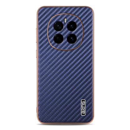 Pour Honor Magic7 AZNS Étui de téléphone à texture en fibre de carbone avec bord galvanisé (Bleu)