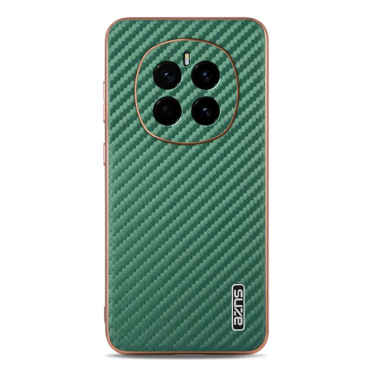 Pour Honor Magic7 AZNS Étui de Téléphone Texture Fibre de Carbone avec Bord Galvanisé (Vert)