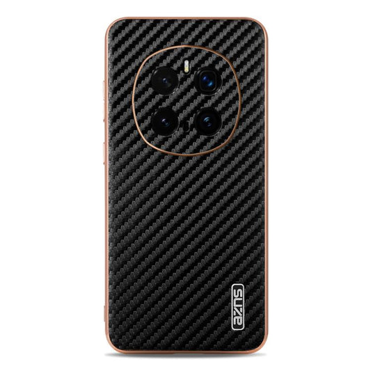Pour Honor Magic7 Pro Étui de téléphone à texture en fibre de carbone avec bord électrolytique AZNS (Noir)