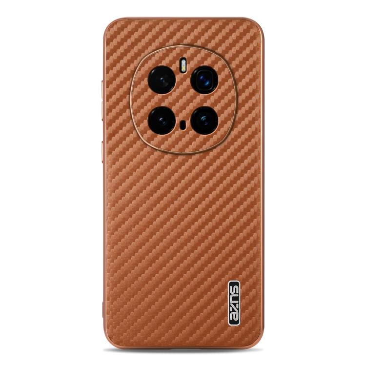 For Honor Magic7 Pro AZNS Electroplated Edge Carbon Fiber Texture Phone Case(Brown)
