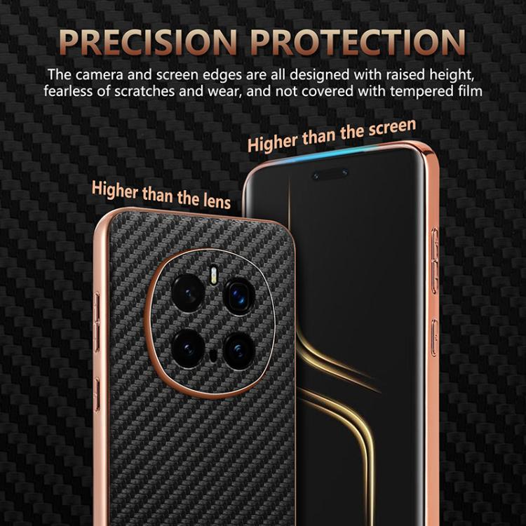 For Honor Magic7 Pro AZNS Electroplated Edge Carbon Fiber Texture Phone Case(Brown)