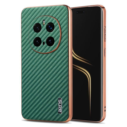 Pour la coque de téléphone For Honor Magic7 Pro AZNS en fibre de carbone avec bords électroplaqués (vert)