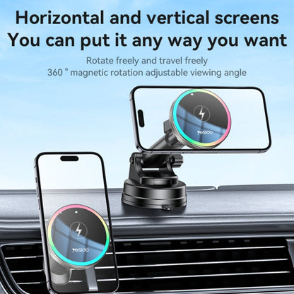 Yesido C315 15W Suction Cup Air Vent Car Wireless Charging Holder with RGB Lighting(Black)