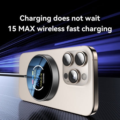 Chargeur sans fil magnétique Yesido DS28 15W avec affichage numérique intelligent, longueur : 1,2 m (noir)