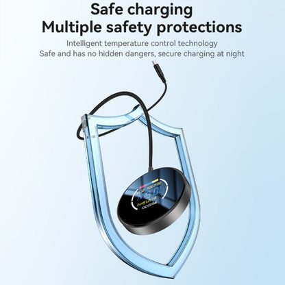 Chargeur sans fil magnétique Yesido DS28 15W avec affichage numérique intelligent, longueur : 1,2 m (noir)