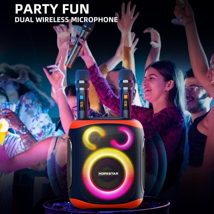 HOPESTAR PARTY130 Outdoor Dual Mic Long Endurance Bluetooth Speaker(Black)