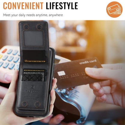 For iPhone 15 AutSpace A12 MagSafe Magnetic RFID Card Bag Phone Case(Black)