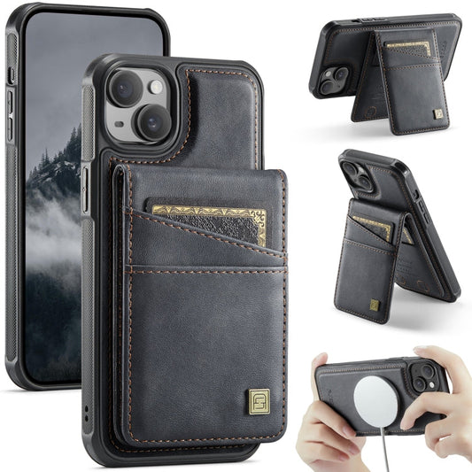 Pour iPhone 14 Plus AutSpace A12 MagSafe Housse de téléphone avec porte-cartes magnétique RFID (Noir)