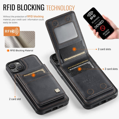 For iPhone 14 AutSpace A12 MagSafe Magnetic RFID Card Bag Phone Case(Black)