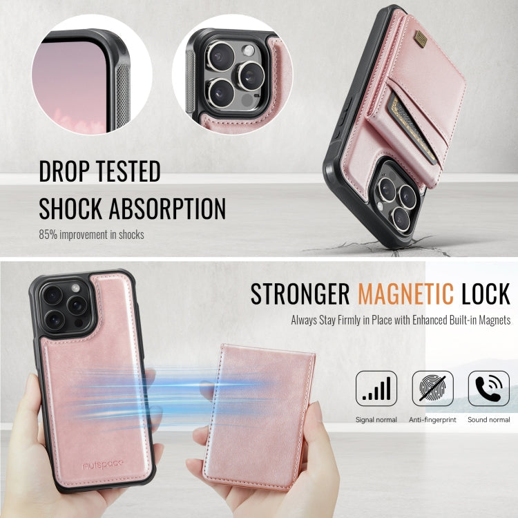 Pour iPhone 14 Pro AutSpace A12 MagSafe Housse de téléphone magnétique avec porte-cartes RFID (Rose Doré)