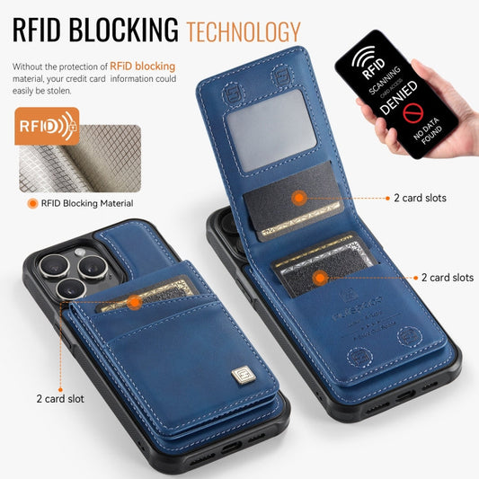 Pour iPhone 14 Pro AutSpace A12 MagSafe Housse de téléphone magnétique avec porte-cartes RFID (Bleu)