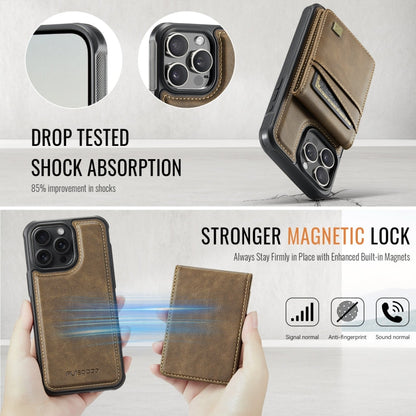 For iPhone 14 Pro AutSpace A12 MagSafe Magnetic RFID Card Bag Phone Case(Coffee)